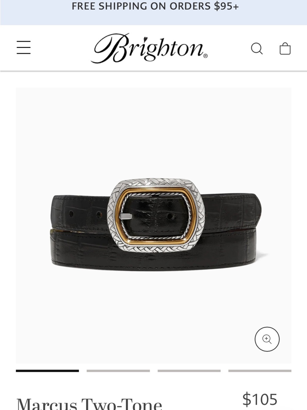 Brighton Black Leather Belt with Two-Tone Buckle Marcus